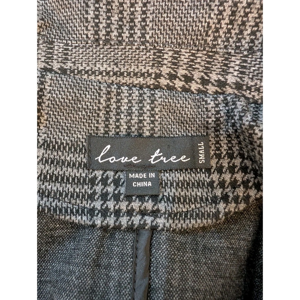 Love Tree‎ Blazer Houndstooth Plaid Jacket Women Office Academic Old Money Sz S - Picture 12 of 14